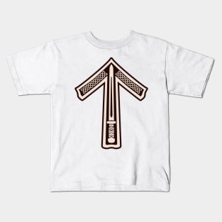 Tyr / Tiwaz - Bone and Burnt Wood - Viking / Norse / Saxon Futhark Rune Kids T-Shirt